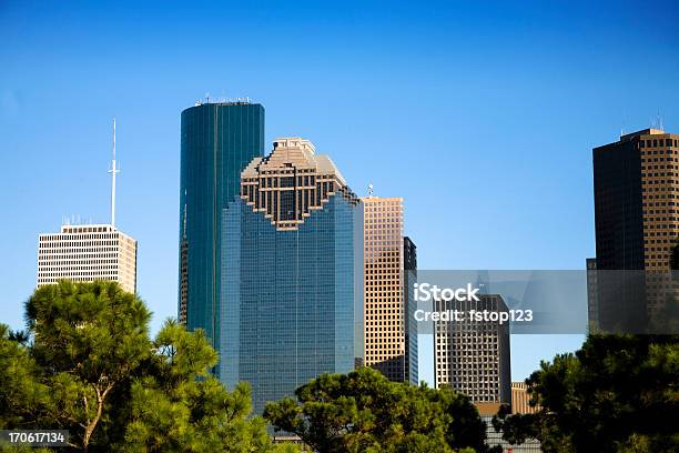 Skyline Of Downtown Houston Texas Usa Skyscrapers Day Stock Photo - Download Image Now