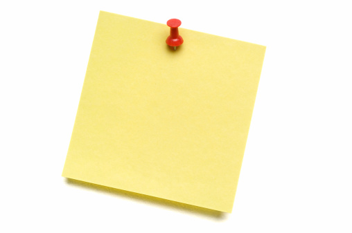 Blank yellow post-it note isolated on white