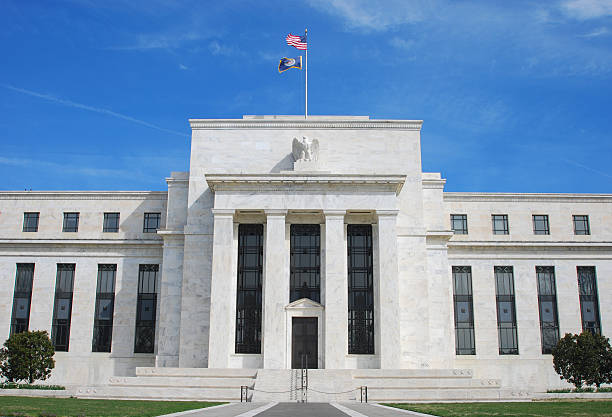 Exterior of the US Federal Reserve Building in Washington DC stock photo