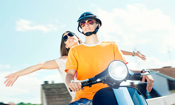 istock Happy Young couple with scooter 170618217