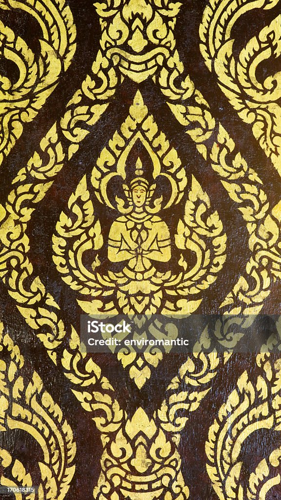 Starożytny tajskiej świątyni mural. - Zbiór zdjęć royalty-free (Antyczny)