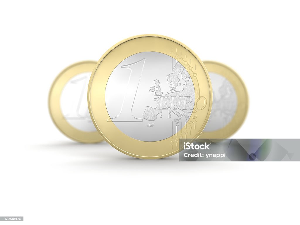 Moeda de Um euro em foco - Foto de stock de Moeda royalty-free