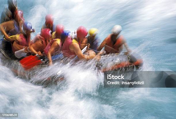 Rafting On White Water Stock Photo - Download Image Now - Inflatable Raft, Motion, Rafting