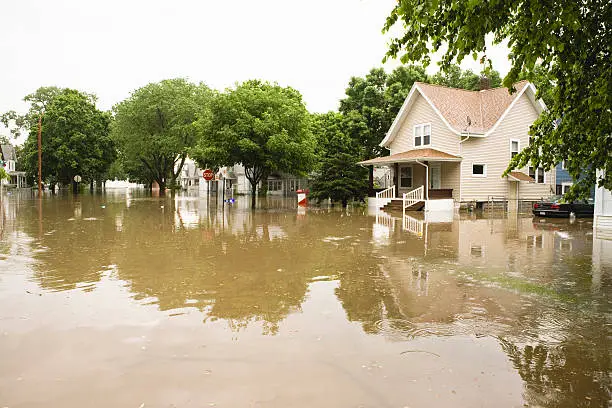 Water floods neighborhood in the Midwest..If you like this image you may want to look at other IOWA Images of mine :