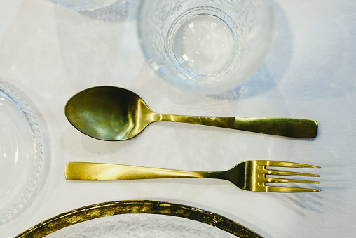 Luxury gold cutlery ideal for business meals or special occasions at Christmas.