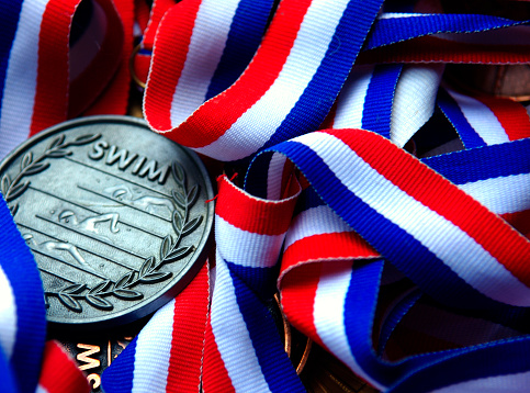 Competitive swimming medals shallow depth of 