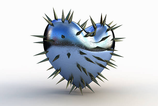 Prickly heart metal heart on a white background uncompromising stock pictures, royalty-free photos & images