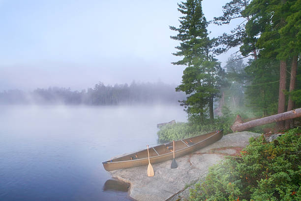 Foggy morning on Crooked Lake (Gardner Bay) in the Boundary Waters Canoe Area Wilderness/Quetico Provincial Park.