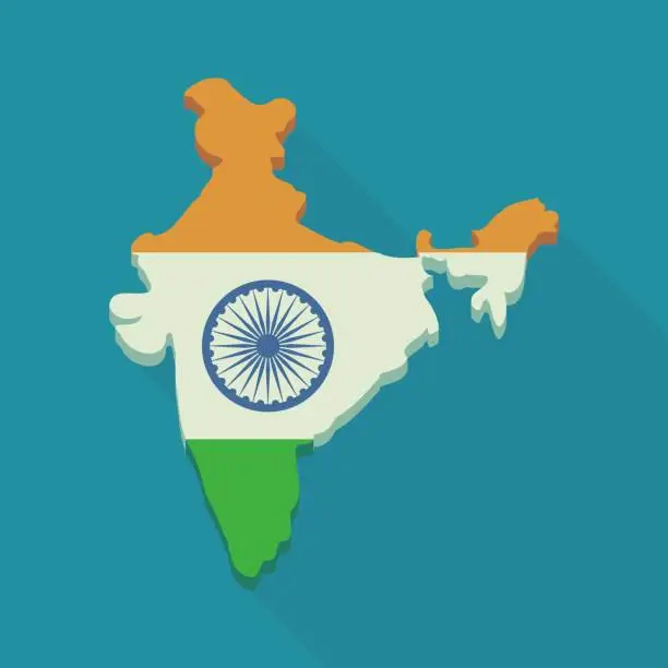 Vector illustration of 3D map of India (flat design)