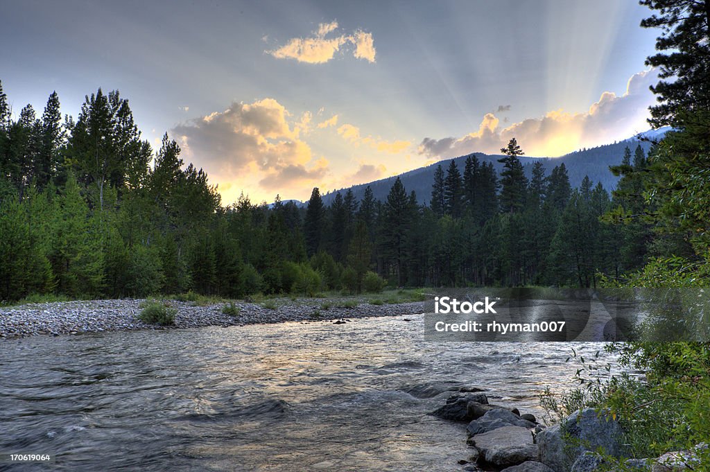 Sonne Strahlen auf den Fluss - Lizenzfrei Montana Stock-Foto