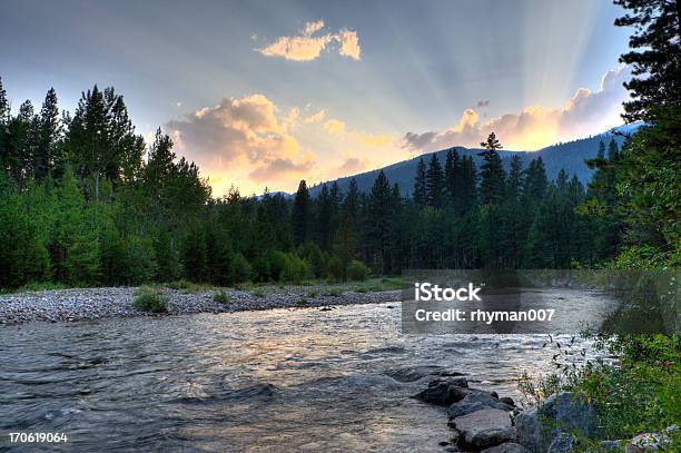 Raios De Sol Sobre O Rio - Fotografias de stock e mais imagens de Montana - Montana, Hamilton - Montana, Plano de Fundo