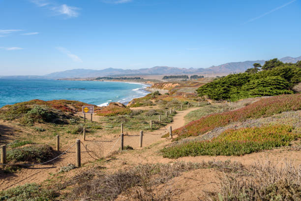 istock Empty fenced clifftop path along the coast of California 1706191005