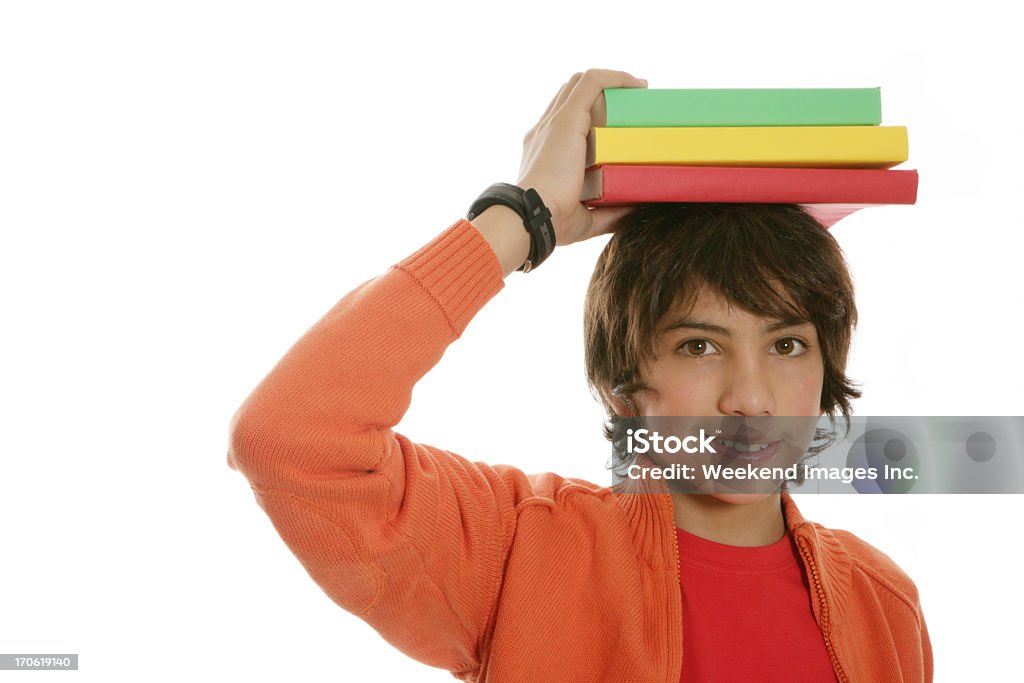 Мальчик провести учебниках - Стоковые фото Книга роялти-фри