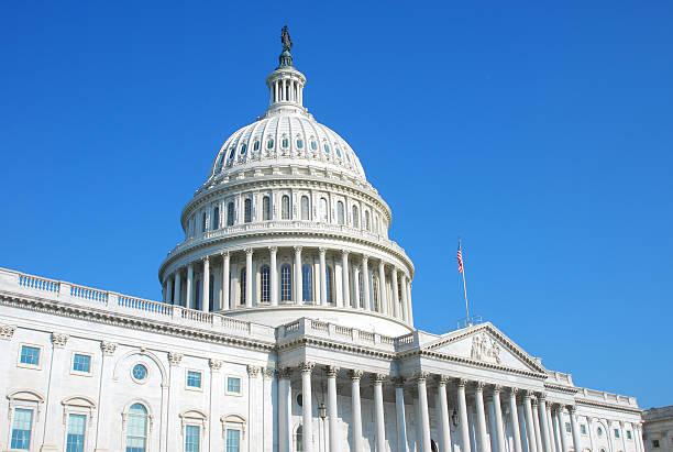 US Congress building in Washington DC and cloudless blue sky The United States Congress capitol building washington dc photos stock pictures, royalty-free photos & images