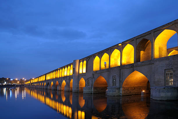 Si-o-se Pol Bridge, Isfahan, Iran The Si-o-se Pol or the Bridge of 33 Arches, also called the Allah-Verdi Khan Bridge, is one of the eleven bridges of Isfahan, Iran. Built in 1602. isfahan stock pictures, royalty-free photos & images