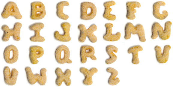 The complete alphabet in cerial.