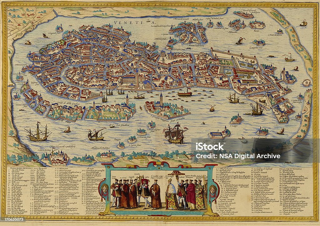 Veneza, vista do antigo - Royalty-free Mapa Ilustração de stock
