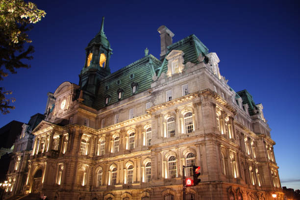 istock Illuminated Montreal City Hall at sundown 170620085