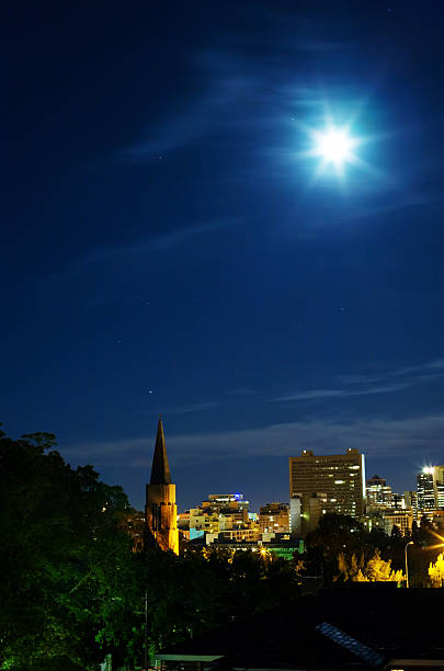 istock Shining moon, church, city lights 170620291