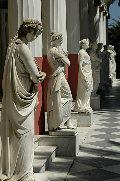 Woman Sculpture Sculptured figure. Achilion palace, Benitses - Corfu, Greece. corfu holiday palace stock pictures, royalty-free photos & images