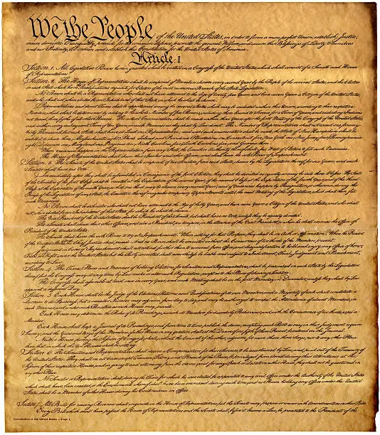 High resolution, antique copy of the Constitution of the United States of America.