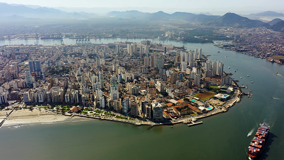 Panorama paisaje de la ciudad costera de Santos estado de Sao Paulo Brasil. photo