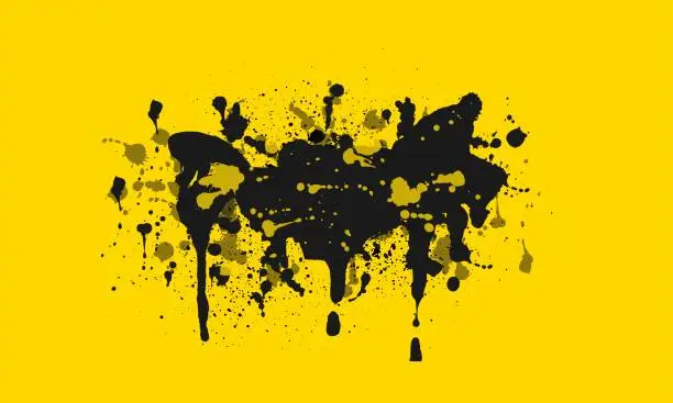 Vector illustration of abstract grunge texture yellow and black background design