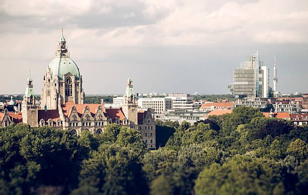 Hanover Skyline Shot out of Europe's biggest ferris wheel at Hannover City. hanover germany stock pictures, royalty-free photos & images