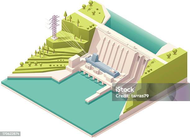 アイソメトリック水力発電所 - 投影図のベクターアート素材や画像を多数ご用意 - 投影図, ダム, 水力発電