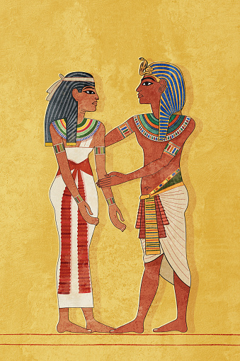 Egyptian pharaoh with queen illustration