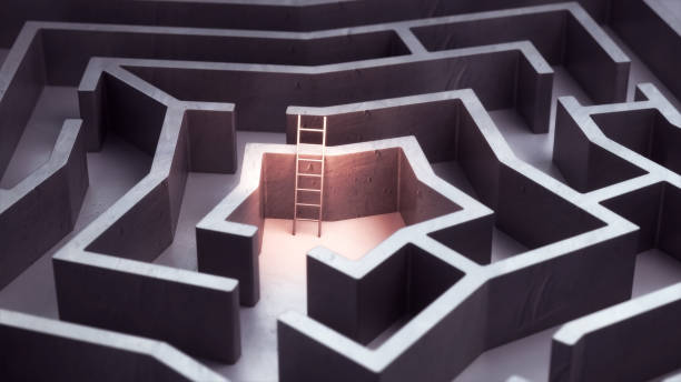 istock Star Shape Maze Concrete and Stairs Orange Light concept 1706233151