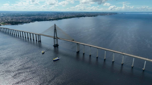 istock Landmark Cable Bridge at downtown Manaus Amazonas Brazil. 1706239147