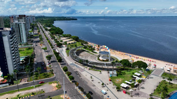 Famous Ponta Negra Beach at downtown Manaus Amazonas Brazil.
