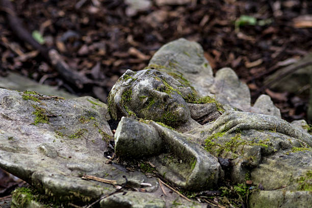 Weeping angel fallen to earth stock photo