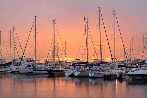 Harbor Marina at sunset, Charleston, South Carolina, USA