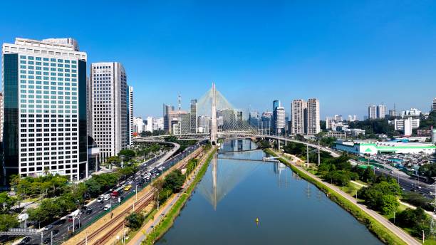 istock Cable Stayed Bridge At Downtown In Sao Paulo Brazil. 1706286142