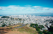 horizontal picture of downtown Bay Area from twin peak