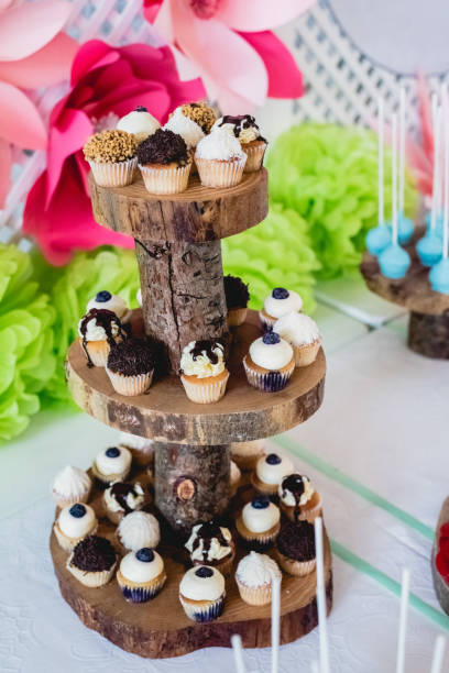 istock Desserts and wedding cake with very sweet cupcakes at an event. 1706309301