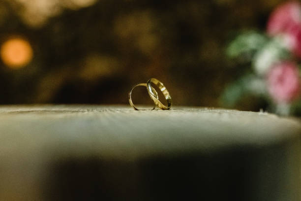 istock Pair of elegant wedding rings 1706327471