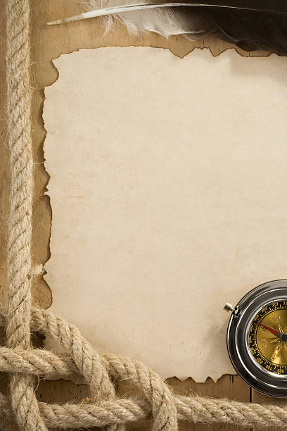 istock ropes and compass on old vintage ancient paper background 170632748
