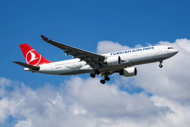 터키항공 에어버스 a330-200 tc-jip 여객기가 이스탄불 아타튀르크 공항에 착륙 - commercial airplane airplane airbus passenger 뉴스 사진 이미지
