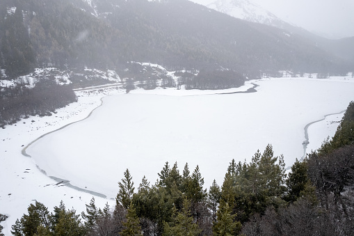 Frozen lake at Cerro Castillo National Park in the Chilean Patagonia