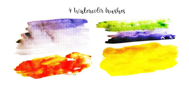 Vector illustration of Rainbow watercolor stains set.
