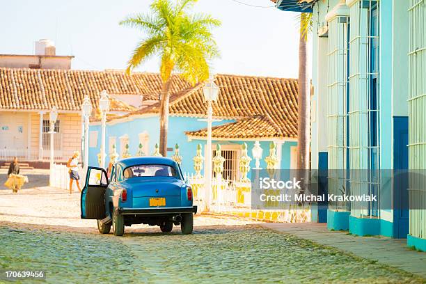 Car On A Street In Trinidad Old Town Cuba Stock Photo - Download Image Now - American Culture, Building Exterior, Car