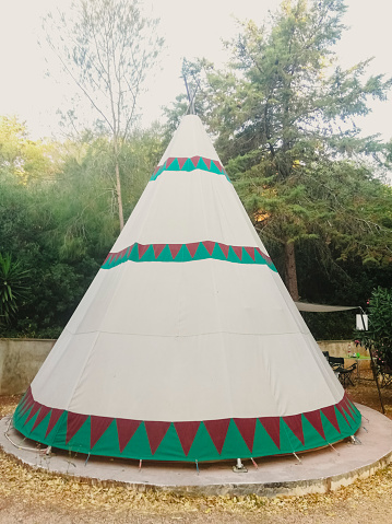 Tipis to stay on a camping holiday.