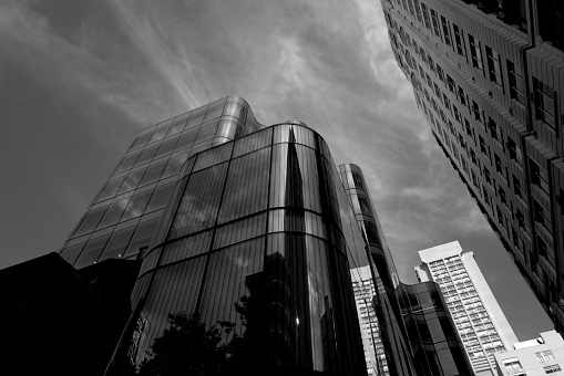 Black and White Night View of Chicago Skyline