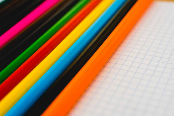 Colored pencils ordered to paint at school.