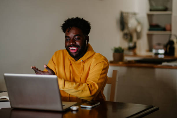 istock A cheerful interracial man is having a job interview online. 1706458238
