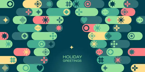 Vector illustration of Geometric Holiday Christmas Greeting Card Design