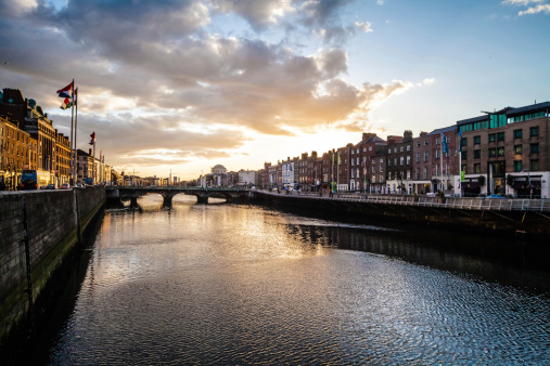 Dublin,  Liffey River at Sunset, Ireland